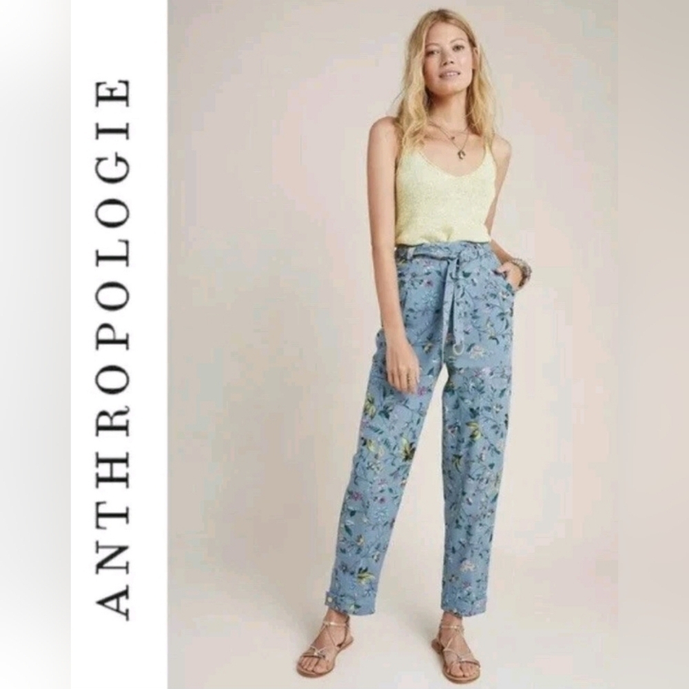 Anthropologie Victoria Floral Cargo Pants Women’s Bohemian Garden Size 4 - Picture 1 of 15